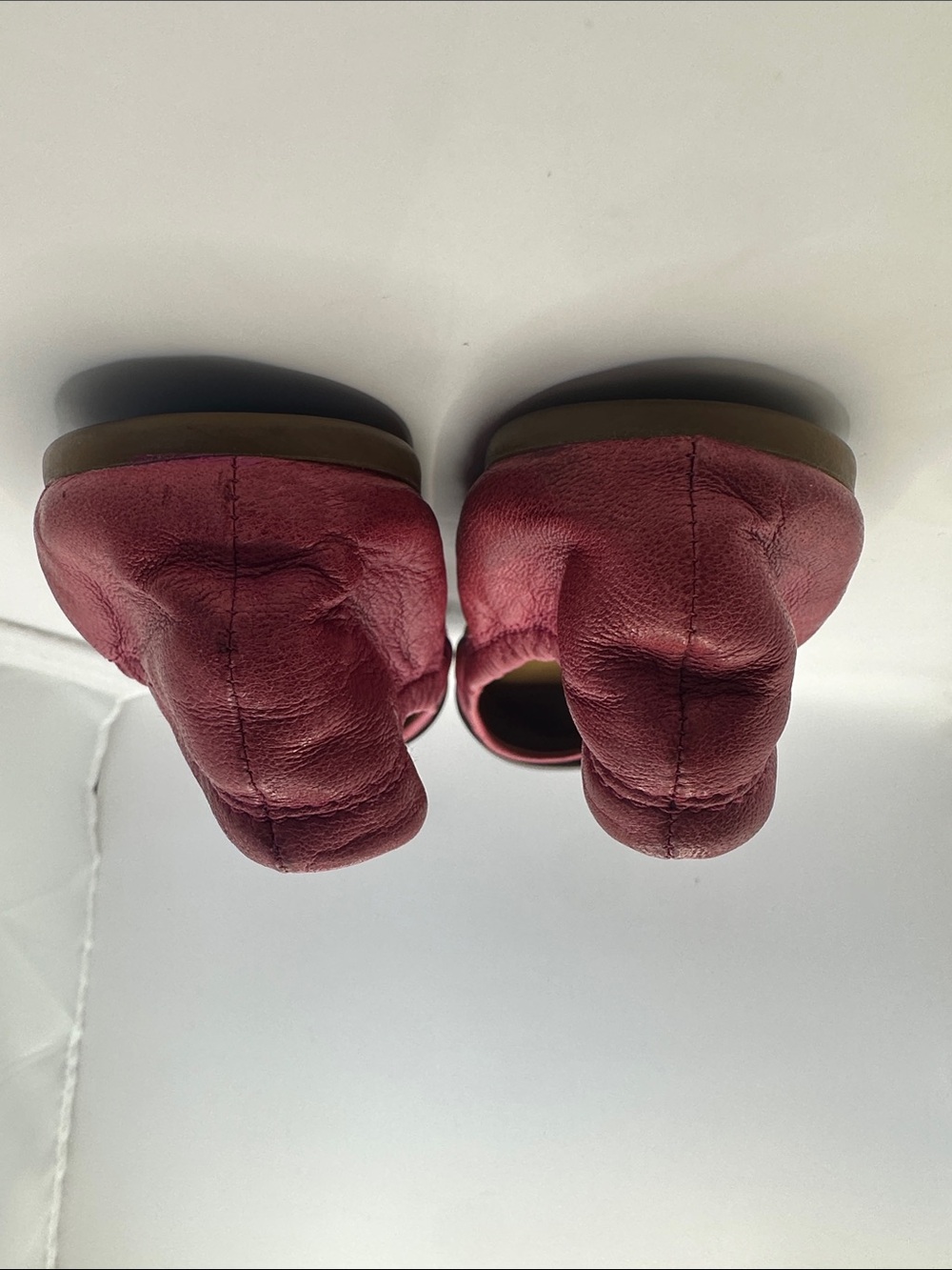 Coach Pink Fabric and Brown Leather Cap-Toe Ballet Flats with Gold Accent - Picture 5 of 11